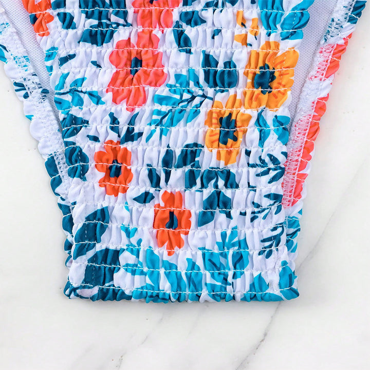 Damen Triangel-Bikini mit buntem Floral- und Rüschendesign Drune