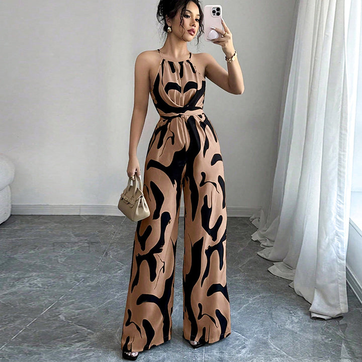 Damen Eleganter Jumpsuit mit aufregendem Muster und weitem Bein Drune