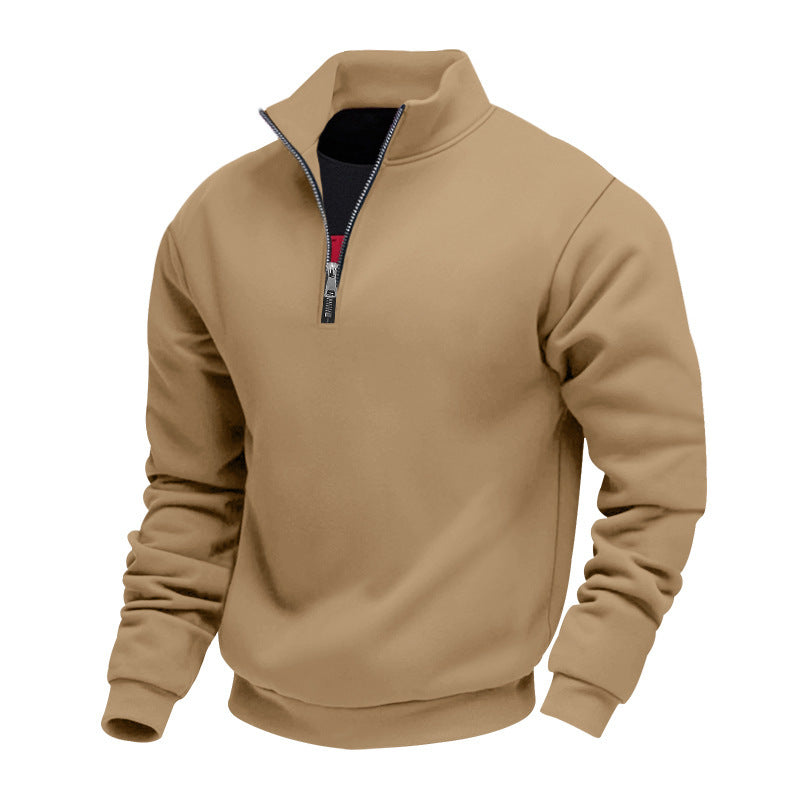Herren lässiger Stehkragenpullover mit funktionalem Reißverschluss Drune