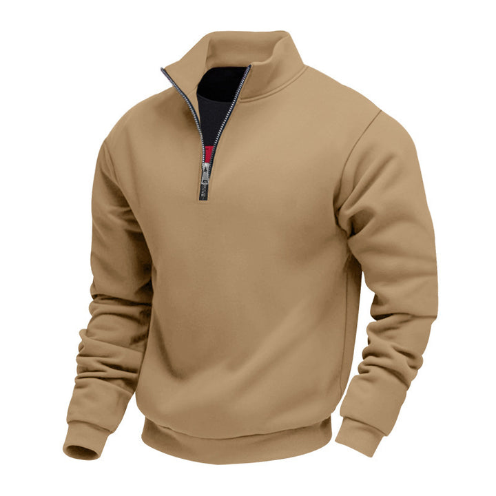 Herren lässiger Stehkragenpullover mit funktionalem Reißverschluss Drune
