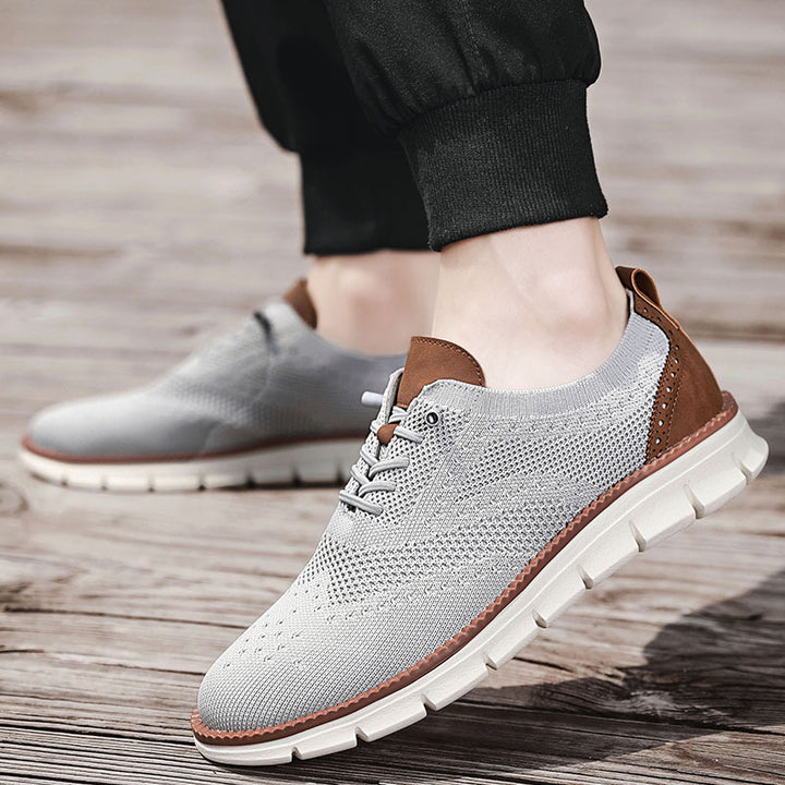 Herren nan gestrickter Business-Casual Schnürer mit Wingtip-Zierlochung und flexibler EVA-Sohle Drune