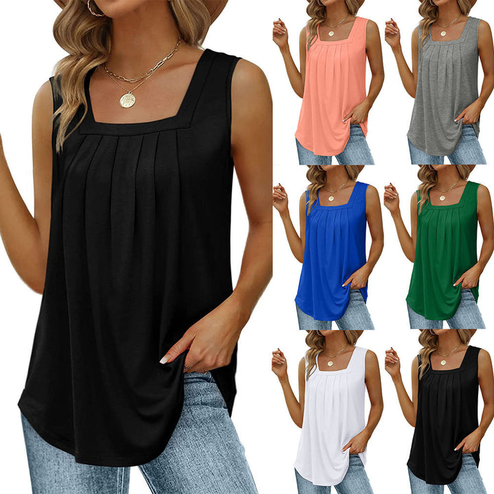 Damen leichtes Tanktop mit elegantem quadratischen Ausschnitt und floralem Druck Drune