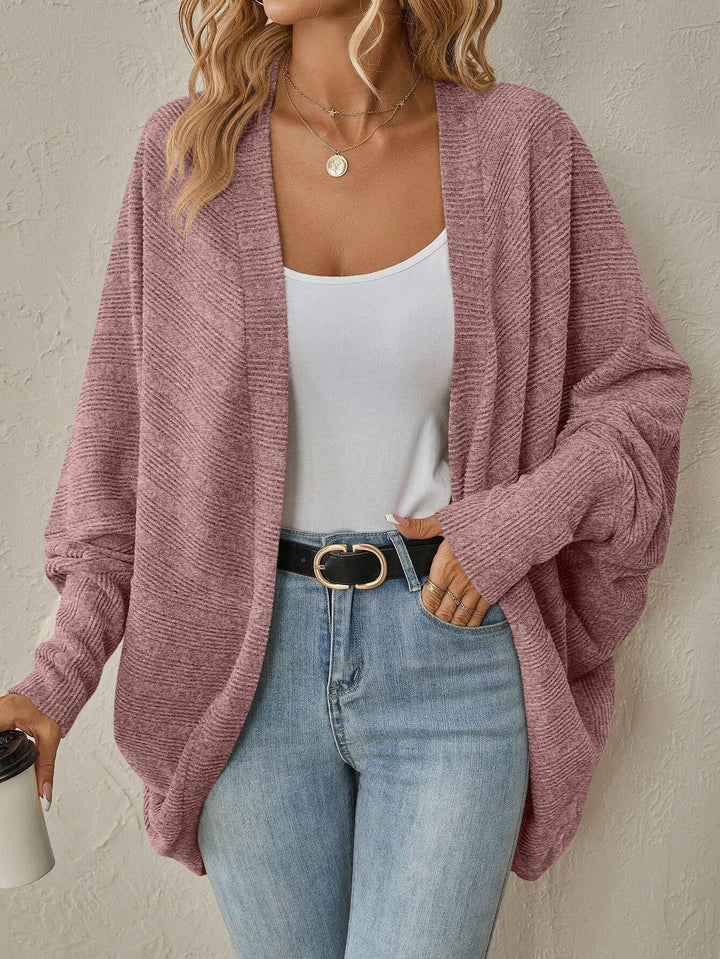 Damen lässige Strickjacke mit angeschnittenen Ärmeln und lockerer Passform Drune