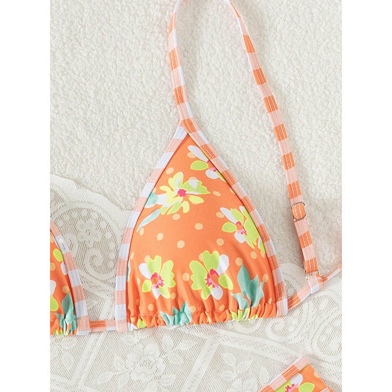 Damen floraler Triangel-Bikini mit verstellbaren Trägern Drune