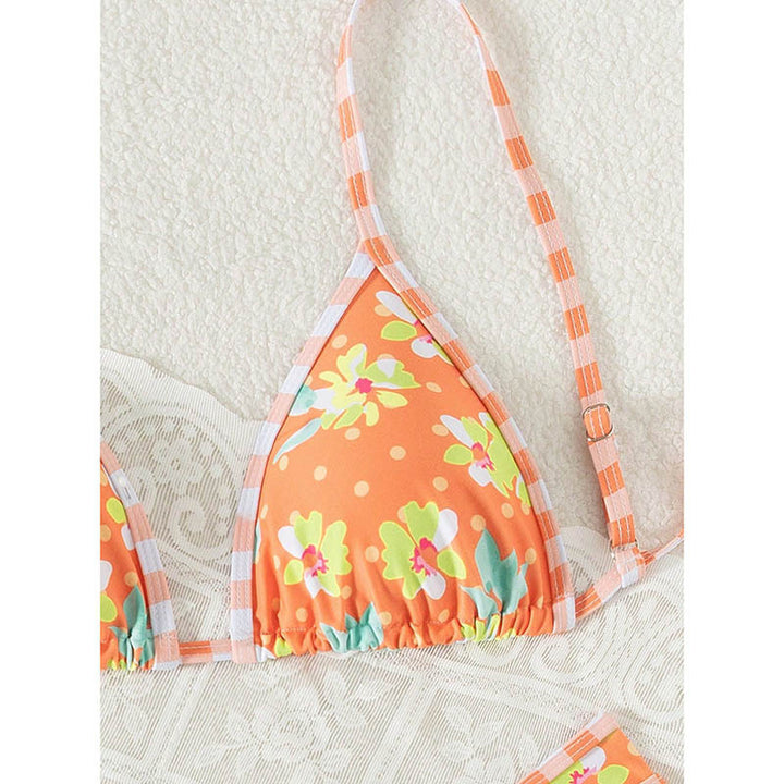 Damen floraler Triangel-Bikini mit verstellbaren Trägern Drune