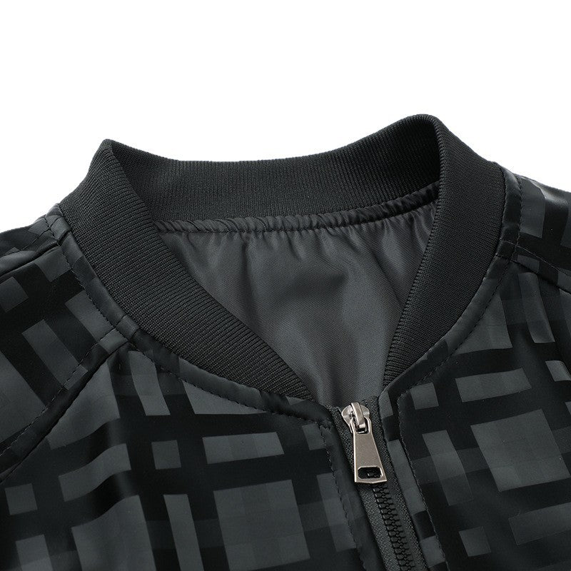 Herren leichte Bomberjacke mit modernem Karodesign Drune