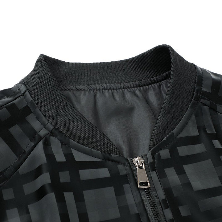 Herren leichte Bomberjacke mit modernem Karodesign Drune