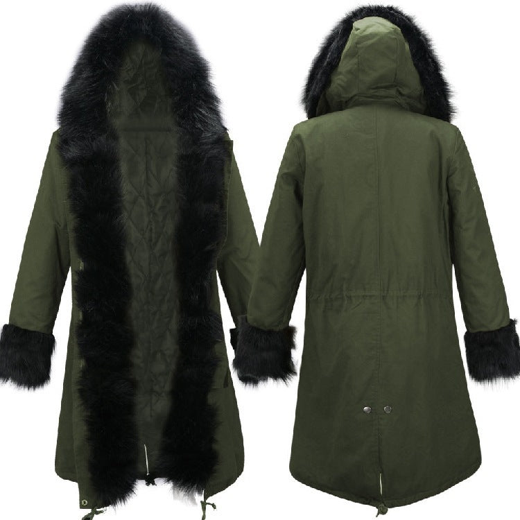 Damen elegante Winterjacke mit luxuriösem Kunstfellbesatz Drune