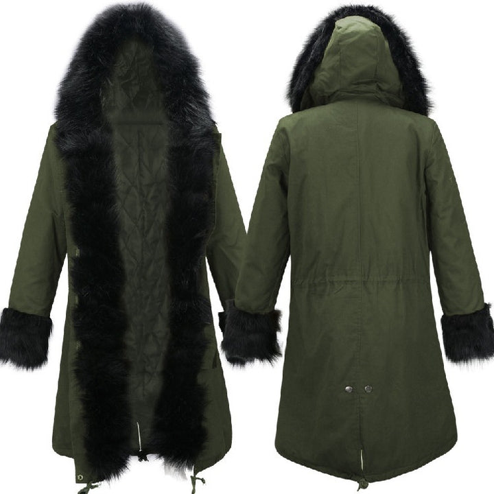 Damen elegante Winterjacke mit luxuriösem Kunstfellbesatz Drune