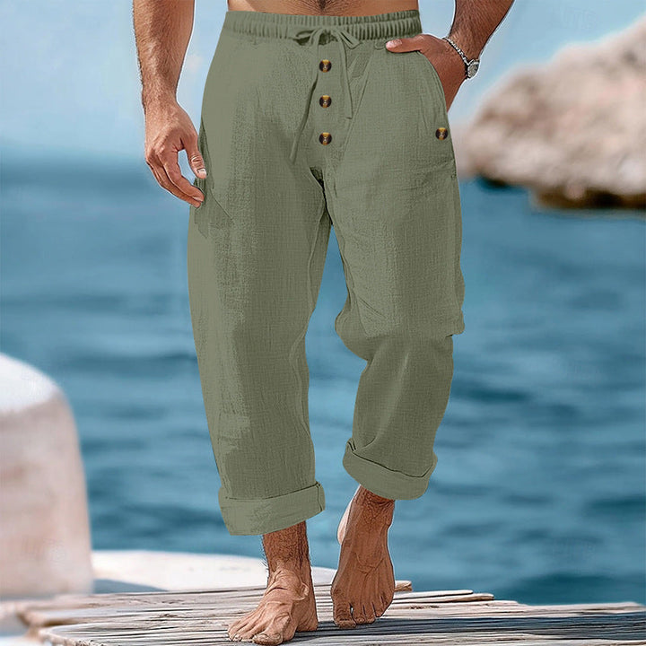 Herren lockere Strandhose mit verstellbarem Kordelzug und praktischen Seitentaschen Drune