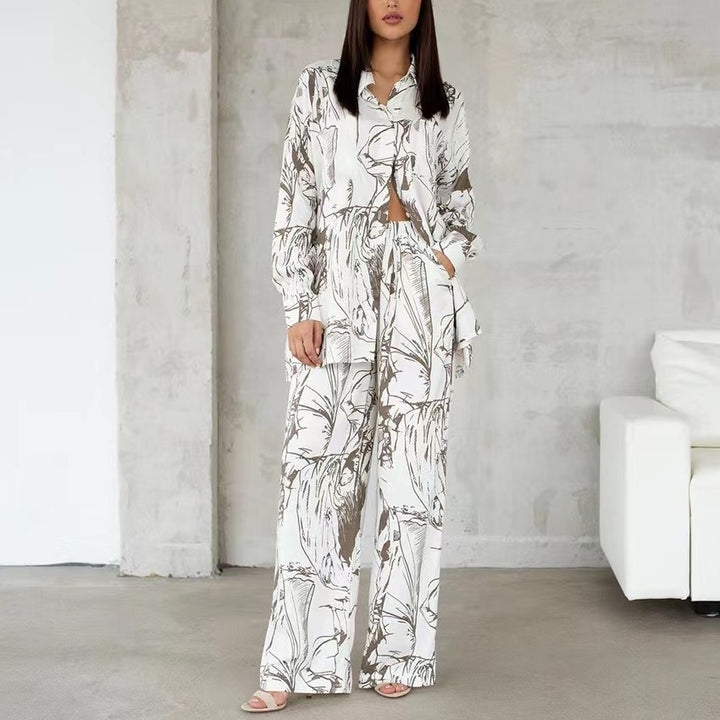 Damen Elegante und lässige Blusen-Hosen-Kombination Drune