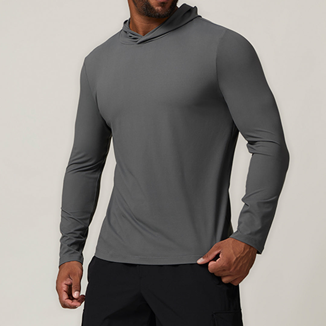 Herren Longsleeve mit Kapuze und feuchtigkeitstransportierender Technologie Drune