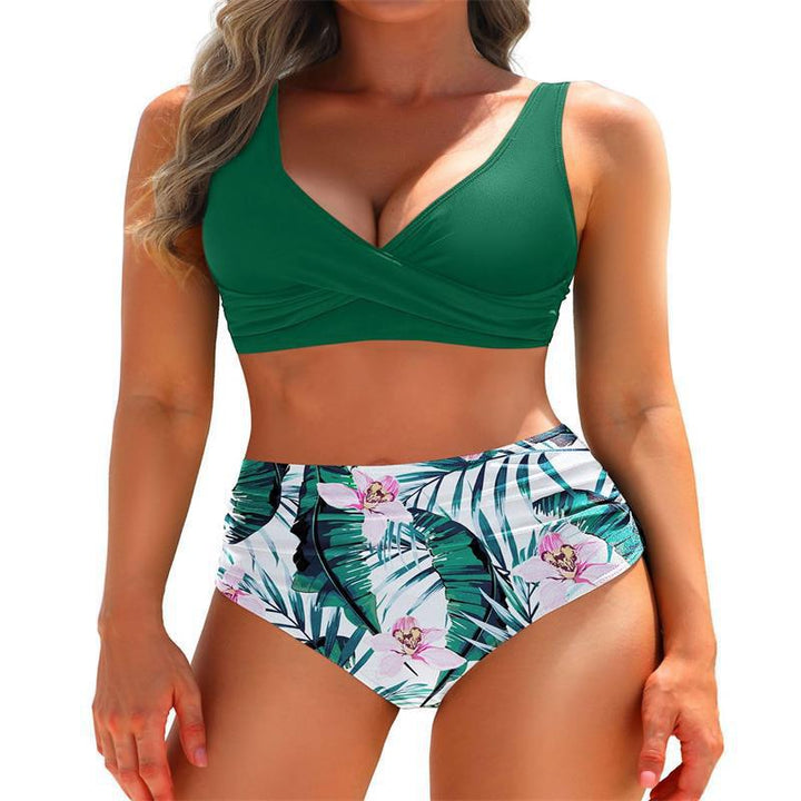 Damen Hochgeschnittener Bikini mit eleganter Wickeloptik und figurformendem Design Drune