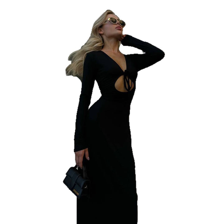 Damen Maxikleid mit tiefem Ausschnitt und raffiniertem Cut-Out Drune