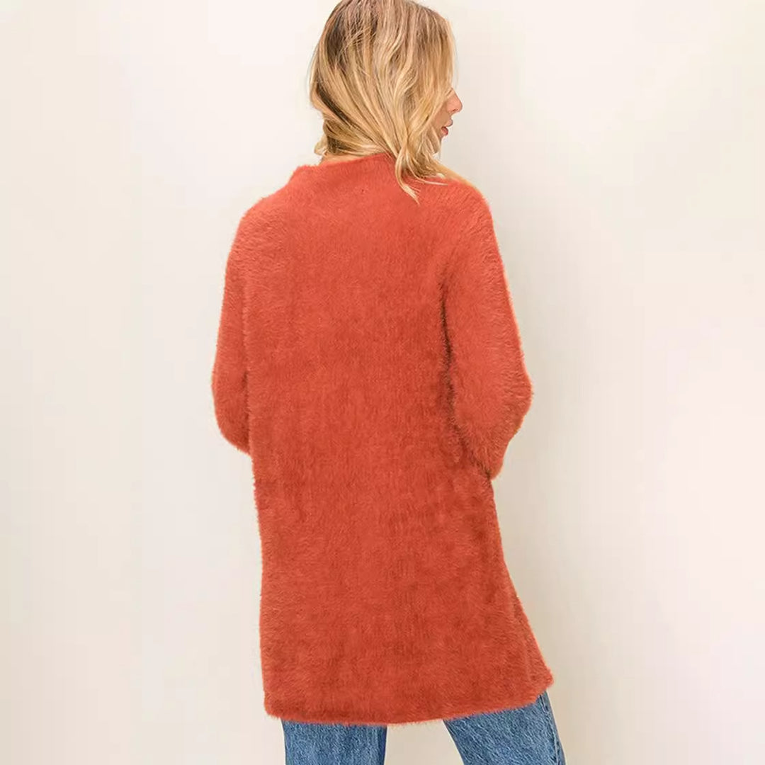 Damen Kuscheliger Longpullover mit seitlichen Schlitzen und weichem Material Drune
