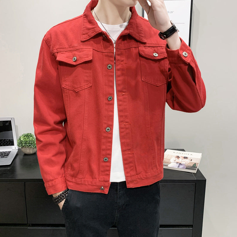 Herren nan taillierte Jeansjacke mit Brusttaschen, durchgehender Knopfleiste und Kontrastnähten Drune