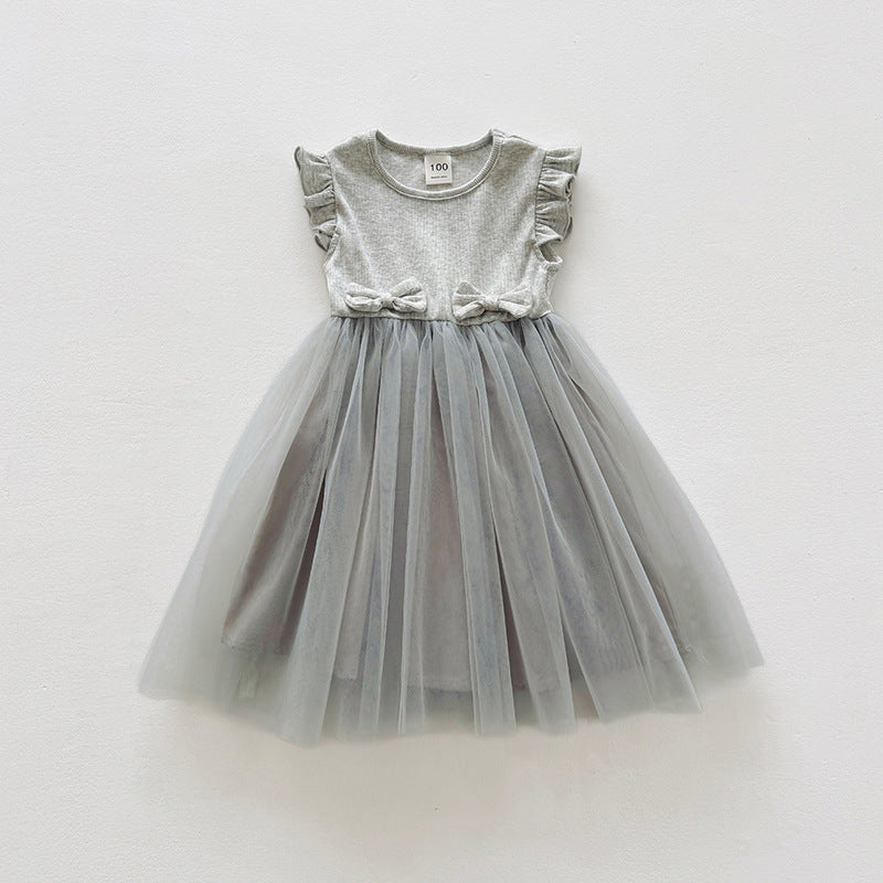 Mädchen Tüll Rüschdress mit Schleifenakzenten Drune