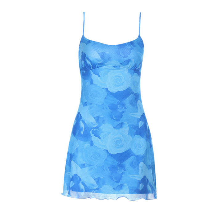 Damen modisches Sommerkleid mit zartem Blumenmuster und verstellbaren Trägern Drune
