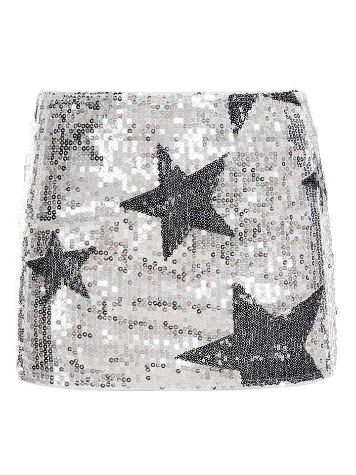 Damen Glitzernder Minirock mit Sternen und funkelnden Pailletten Drune