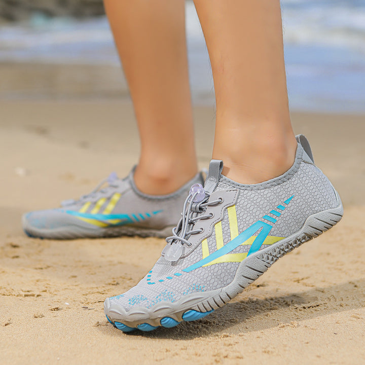Unisex nan ultraleichte Aquaschuhe mit zehennahem Flexprofil, rutschfester Gummilaufsohle und Schnellzugverschluss Drune