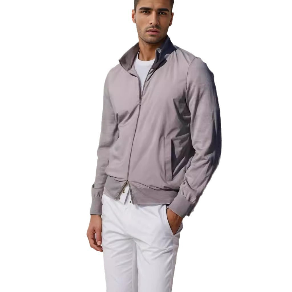 Herren stylische Freizeitjacke mit hohem Kragen und praktischen Taschen Drune