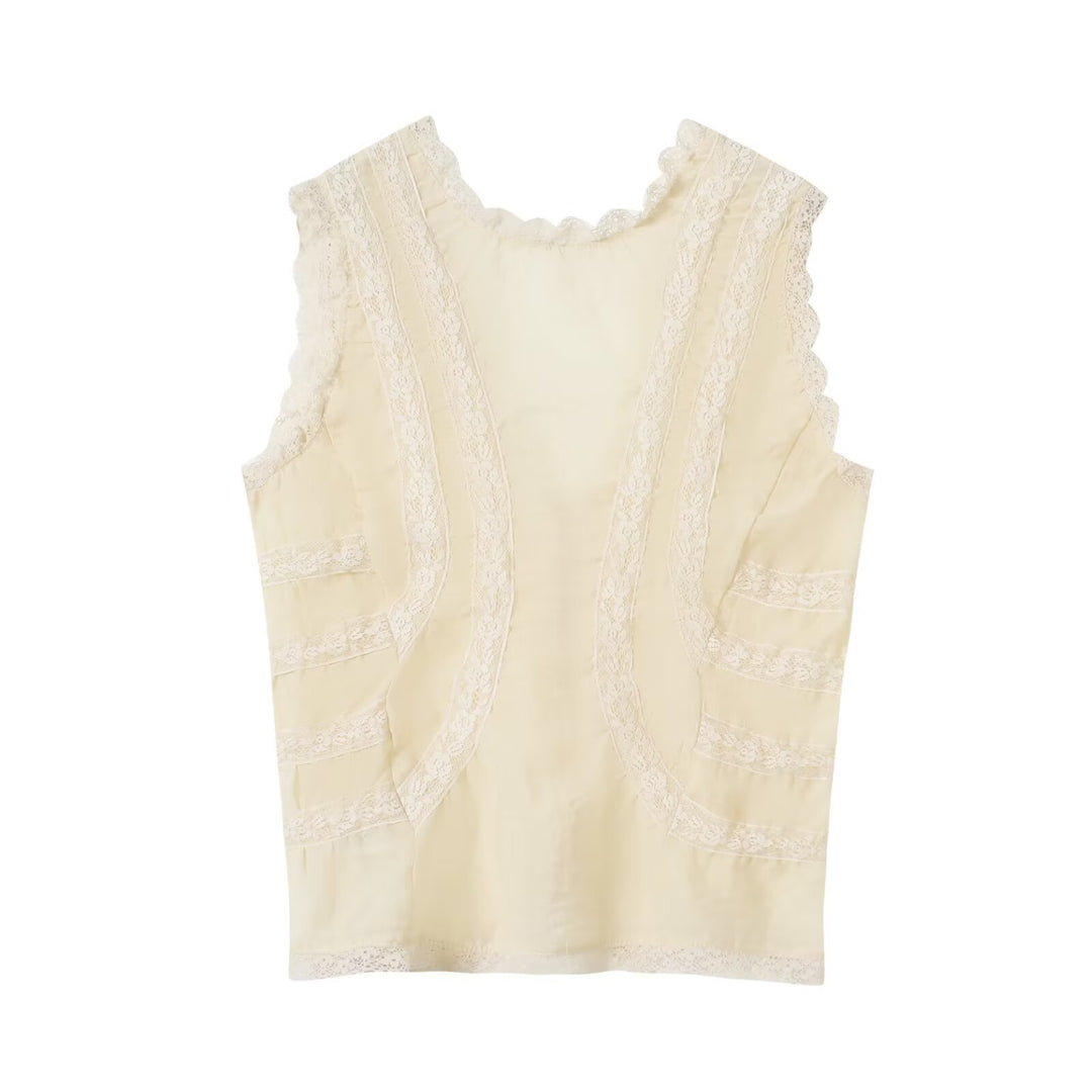 Damen-Spitzenoberteil mit eleganten Rüschendetails und Knopfverschlüssen Drune