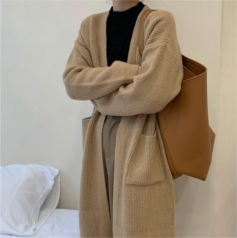 Damen Grobstrickcardigan mit Taschen und modischem Schnitt Drune