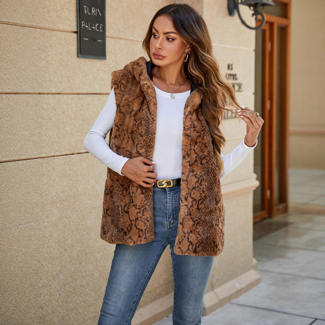 Damen Fleece-Weste mit animalistischem Muster Drune
