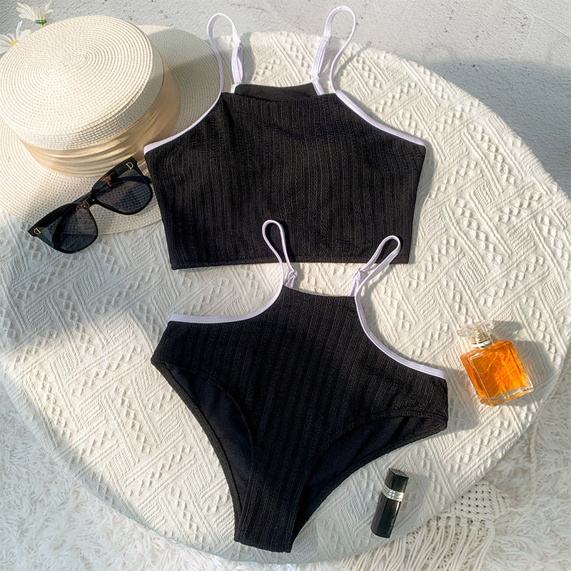 Damen zwei-teiliges Bikini-Set mit hoch tailliertem Unterteil und sportlichem Rücken Drune