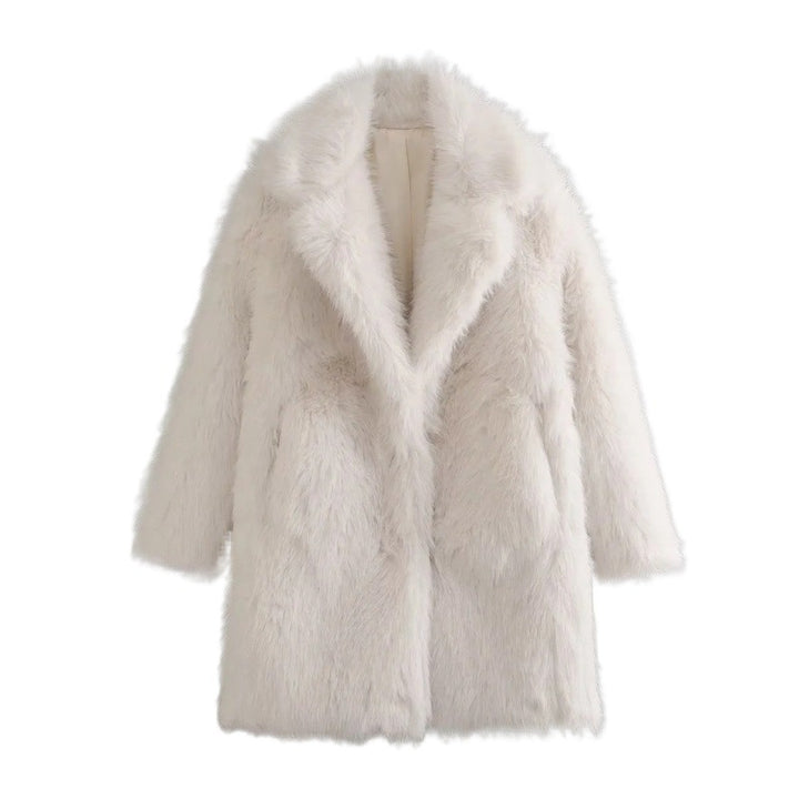 Damen Kuschelige Teddyjacke mit elegantem Revers und großzügigen Taschen Drune