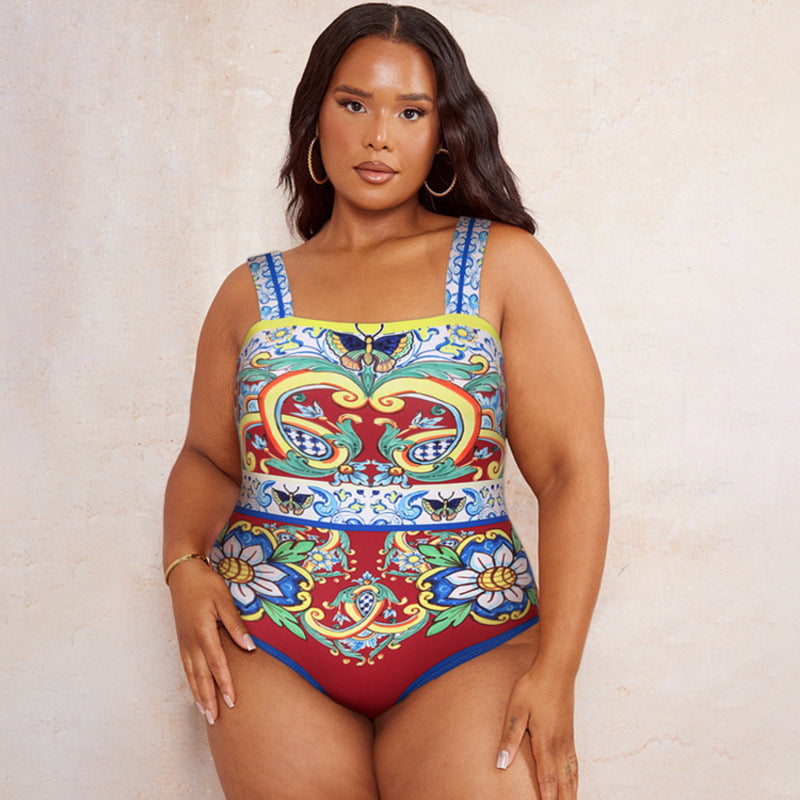 Damen Badeanzug-Set mit floralem Muster und elegantem Wickelrock Drune