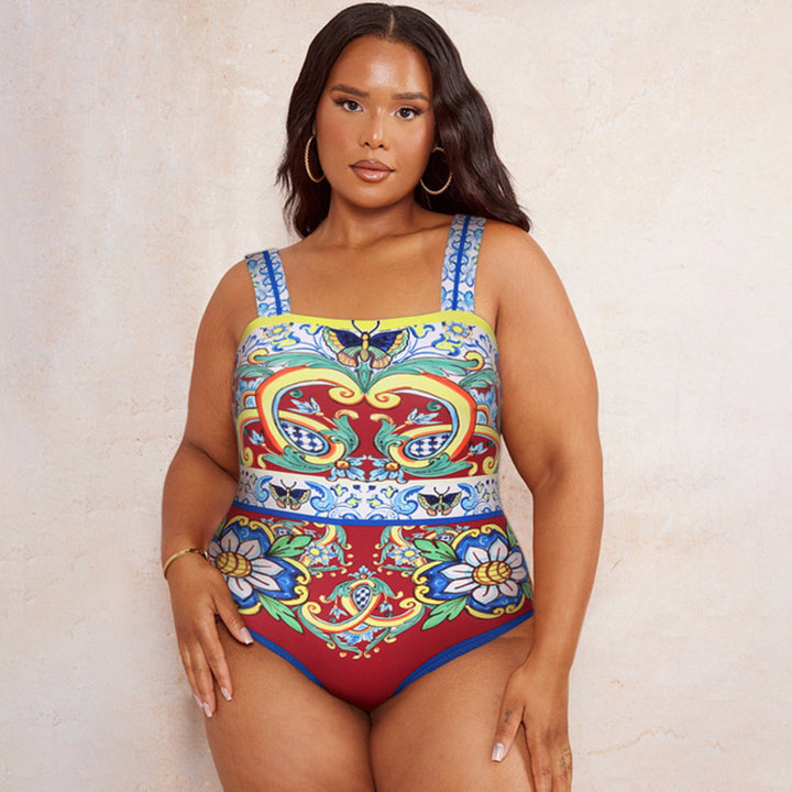 Damen Badeanzug-Set mit floralem Muster und elegantem Wickelrock Drune
