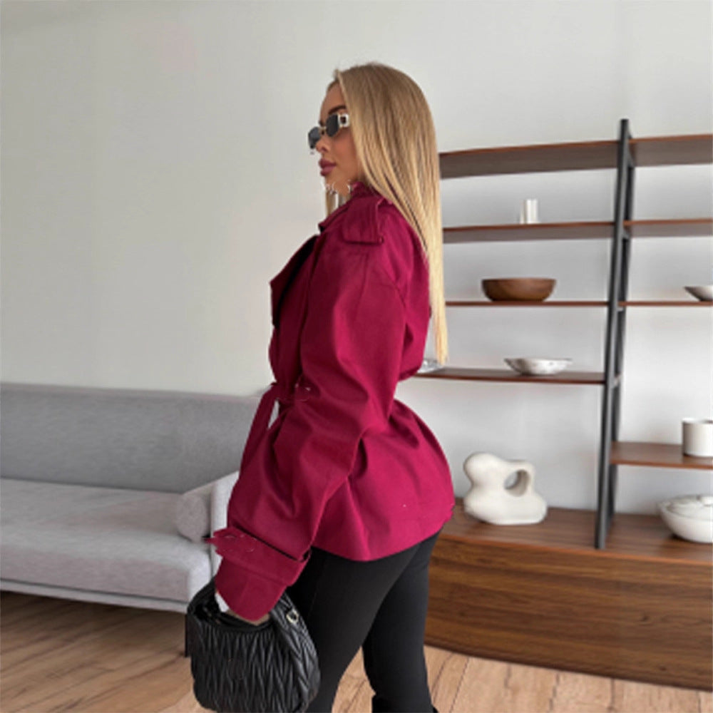 Damen modische Trenchjacke mit weitem Schnitt und Bindeband Drune
