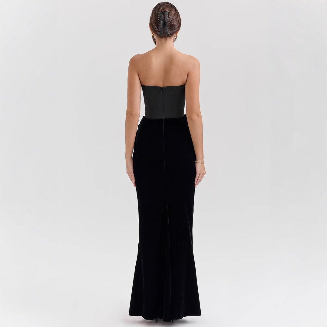 Damen Elegantes langes Abendkleid mit trägerlosem Oberteil und figurbetontem Schnitt Drune