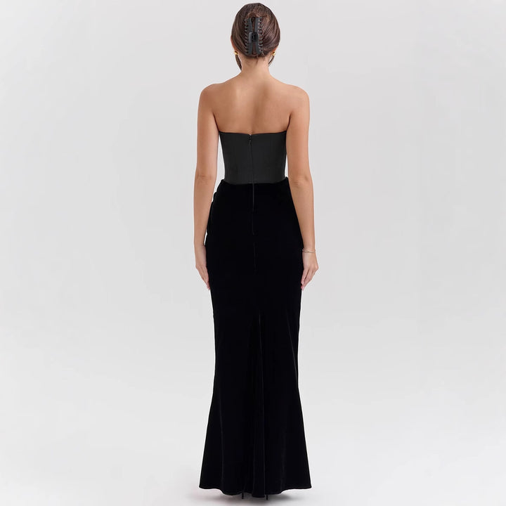 Damen Elegantes langes Abendkleid mit trägerlosem Oberteil und figurbetontem Schnitt Drune