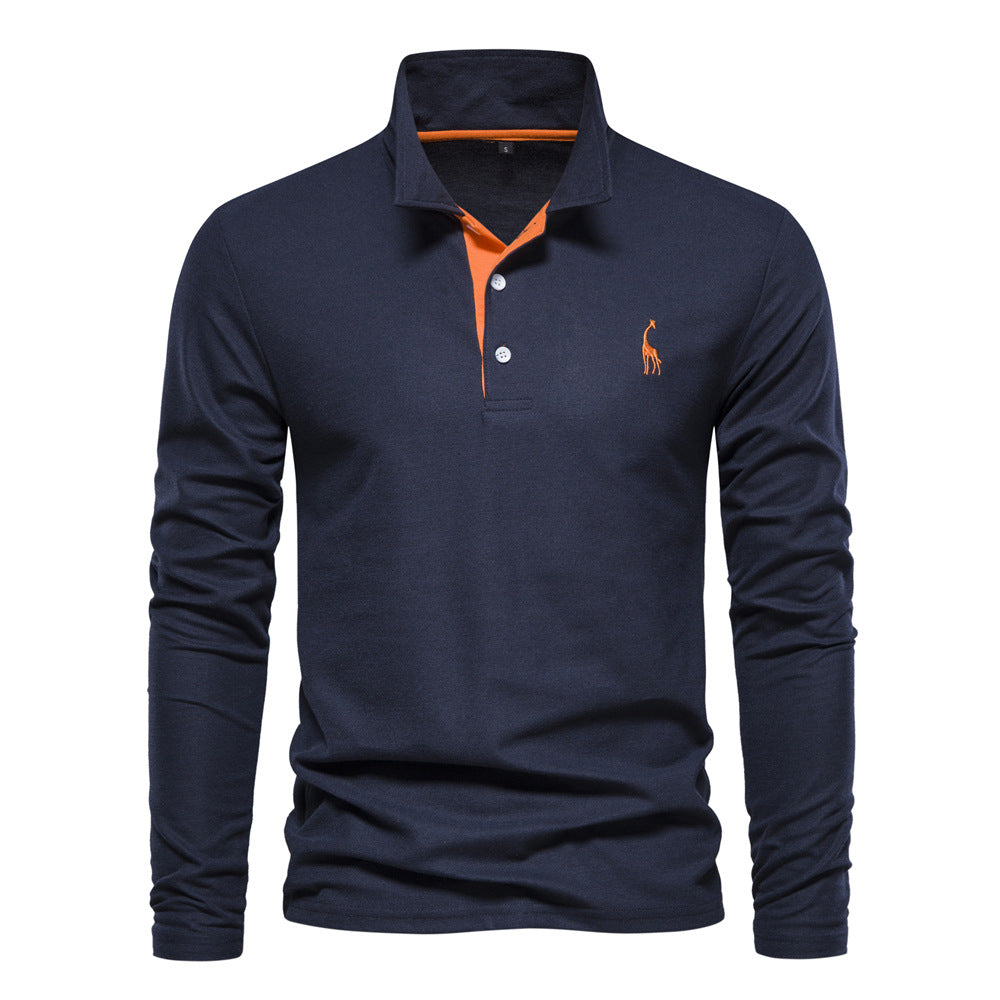 Herren Langarm Poloshirt mit modernem Kontrastkragen und hochwertigem Baumwollmix Drune