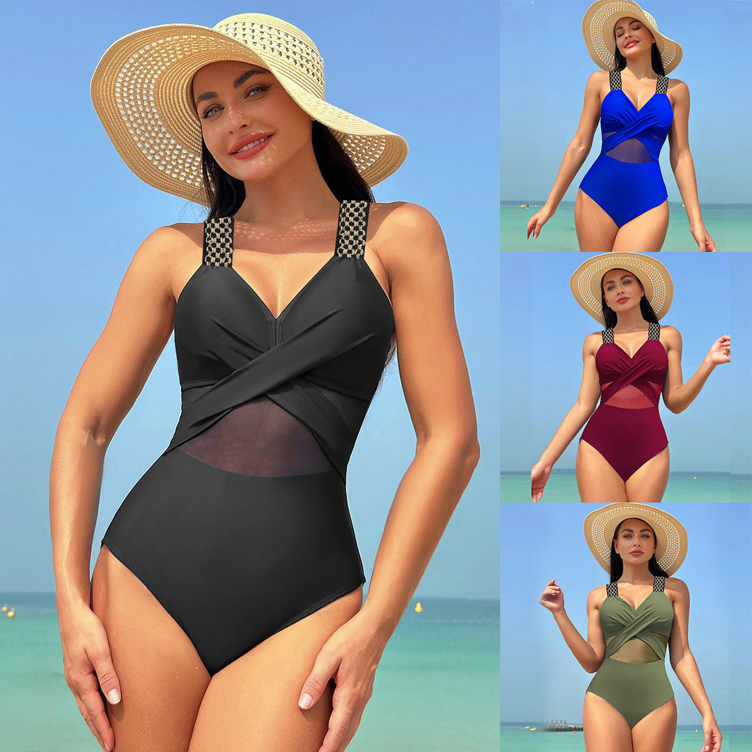 Damen Einteiliger Badeanzug mit stylishen Mesh-Elementen Drune