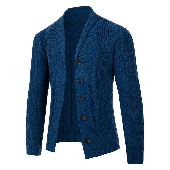 Herren modische Strickjacke mit Kabelmuster und Knopfleiste Drune