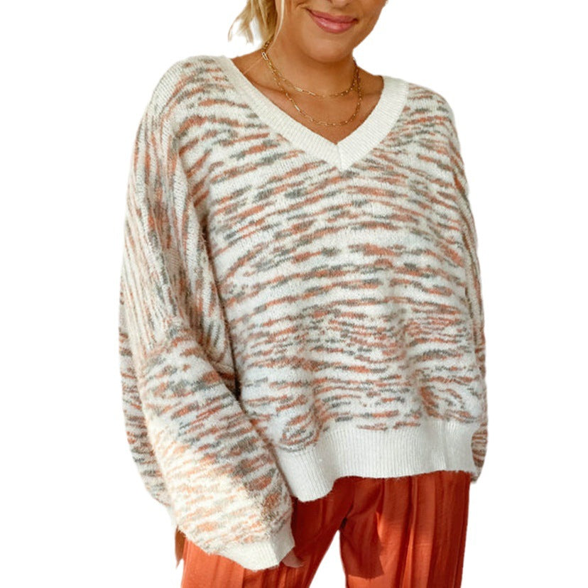 Damen gemütlicher pullover mit V-Ausschnitt Drune