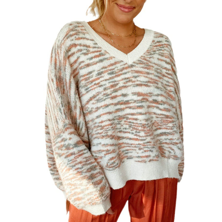 Damen gemütlicher pullover mit V-Ausschnitt Drune