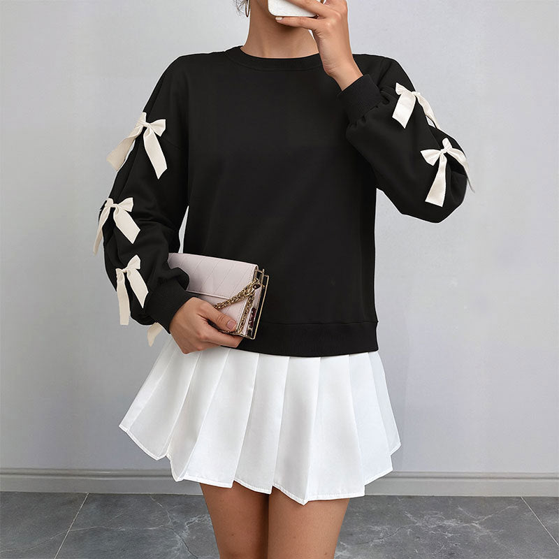 Damen modischer Pullover mit Schleifendetails Drune