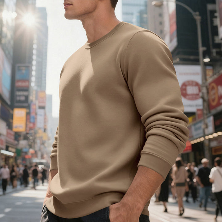 Herren nan weiches Rundhals-Sweatshirt aus Baumwollmix mit gerippten Bündchen und relaxed Fit Drune