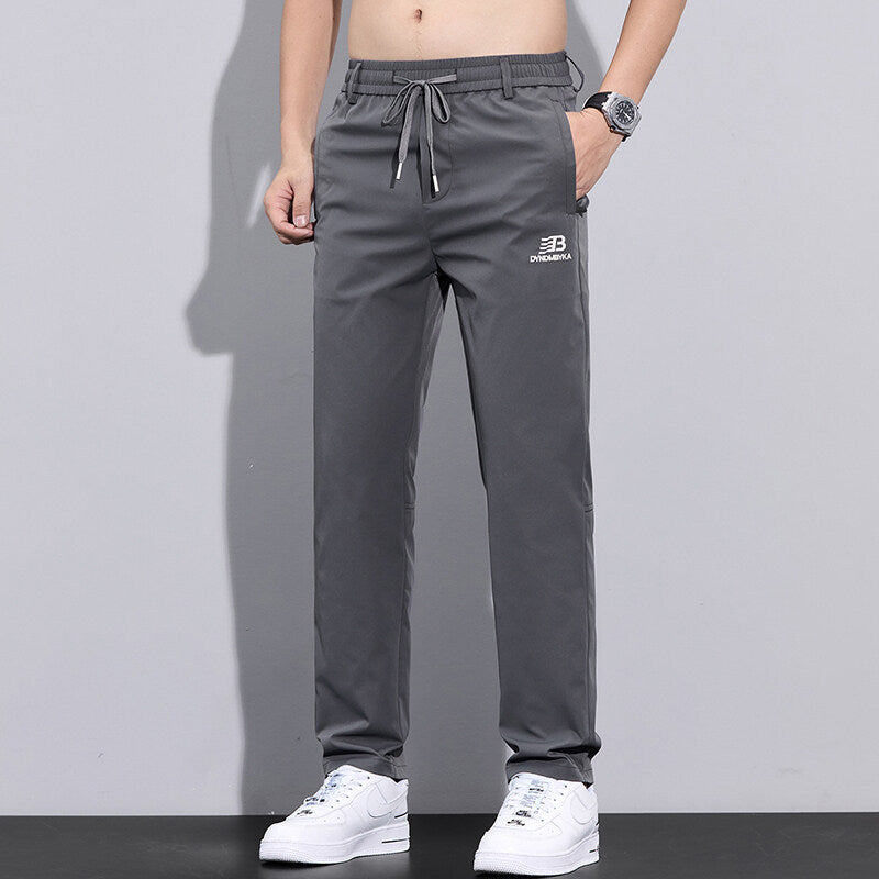 Herren Sportliche Freizeithose mit verstellbarem Kordelzug und seitlichen Reißverschlusstaschen Drune