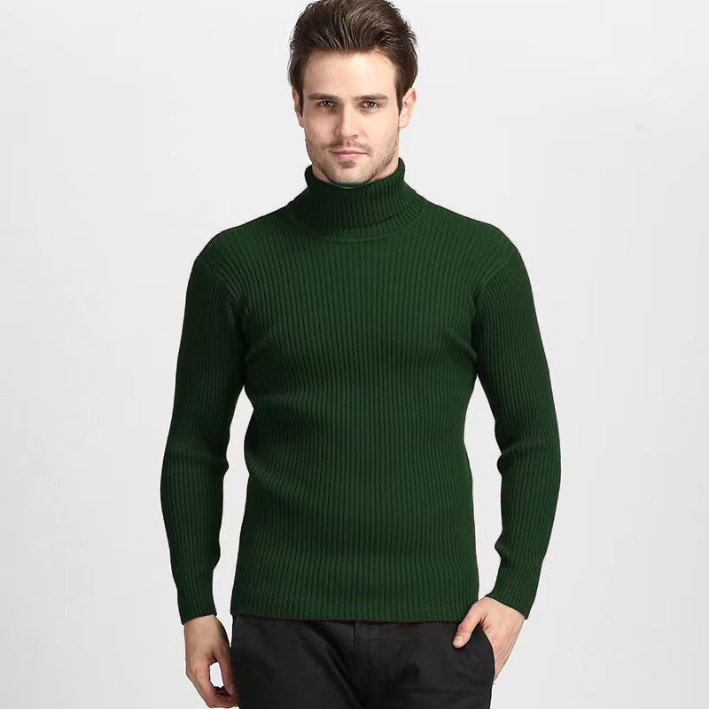 Herren nan Rippstrick Rollkragenpullover figurnaher elastischer Feinstrick Drune