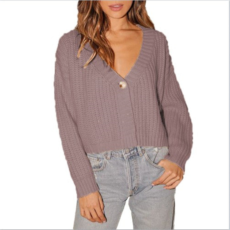 Damen Grob gestrickte Cardigan mit tiefem V-Ausschnitt und lockerer Passform Drune