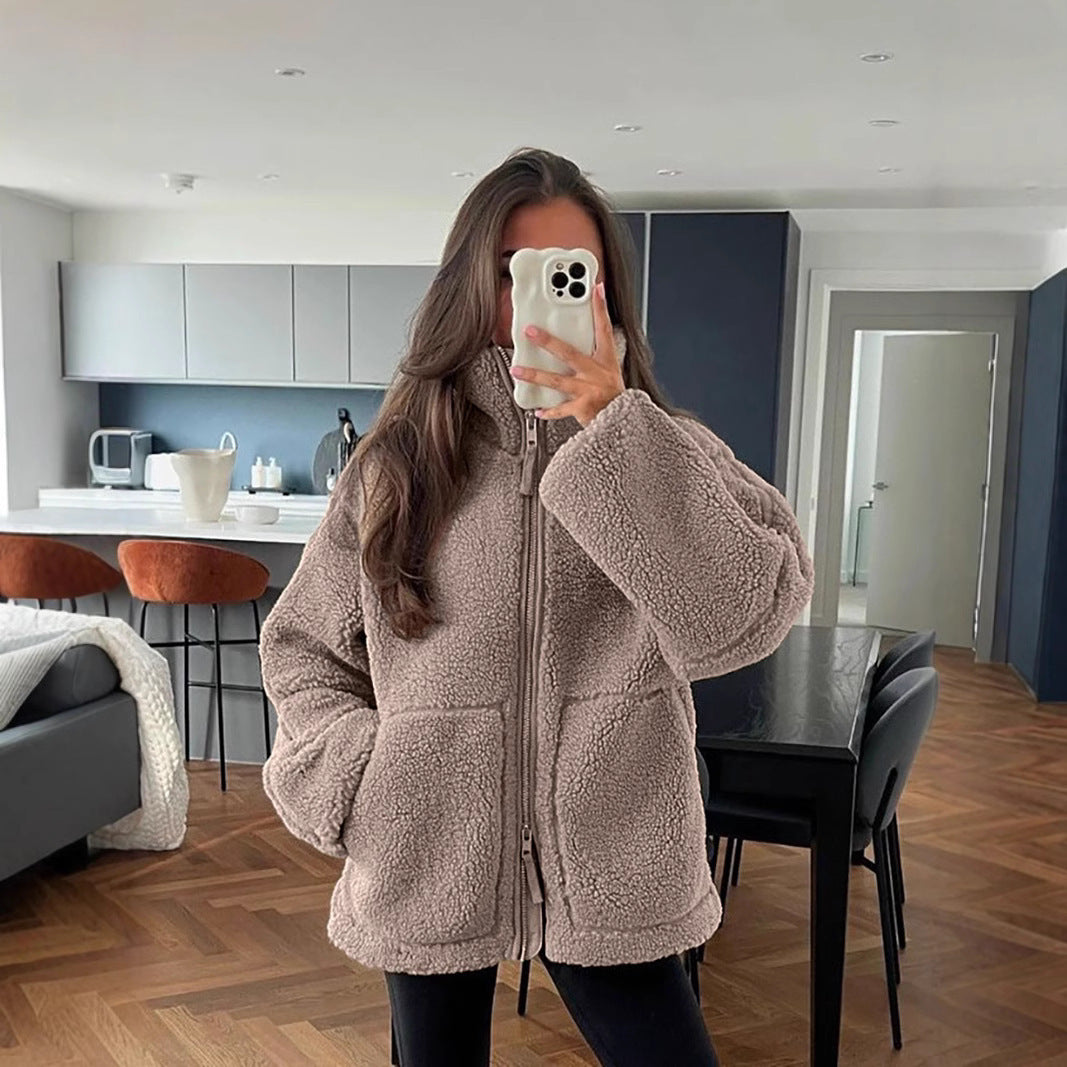 Femme Cozy Sherpa Zip-Up Jacke Drune