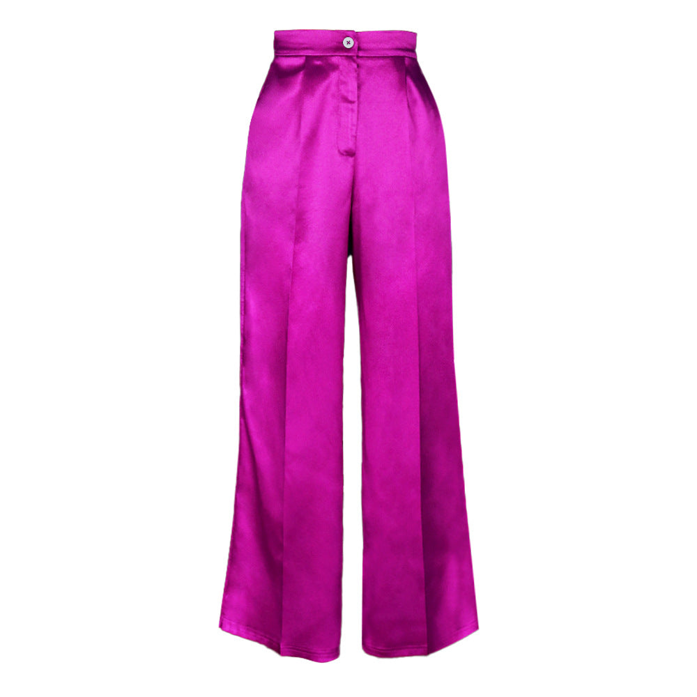Damen elegante Satin-Hose mit weitem Schnitt Drune