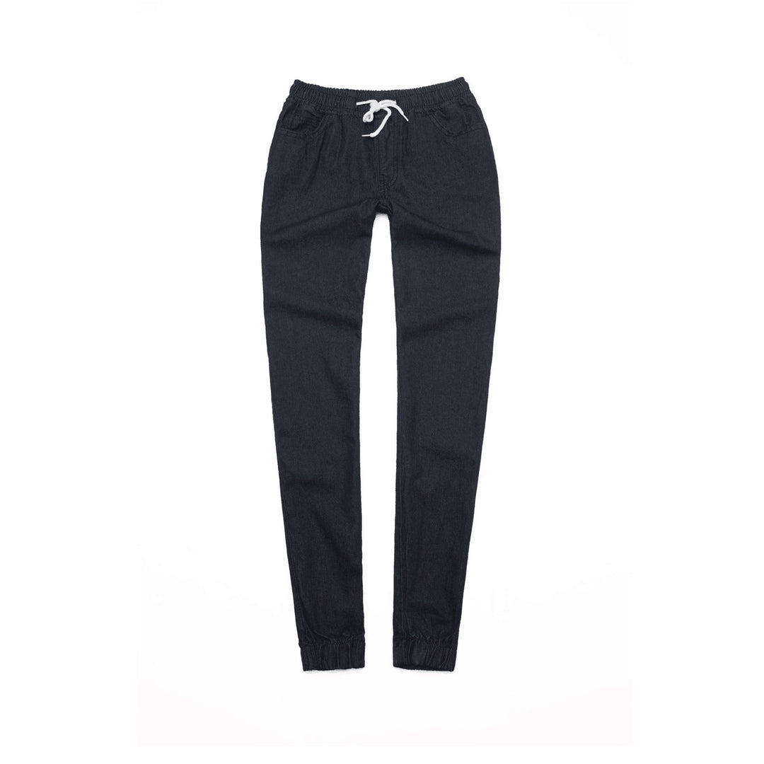 Damen nan schmal geschnittene Denim-Jogginghose mit Elastikbund, Tunnelzug und elastischen Beinbündchen Drune