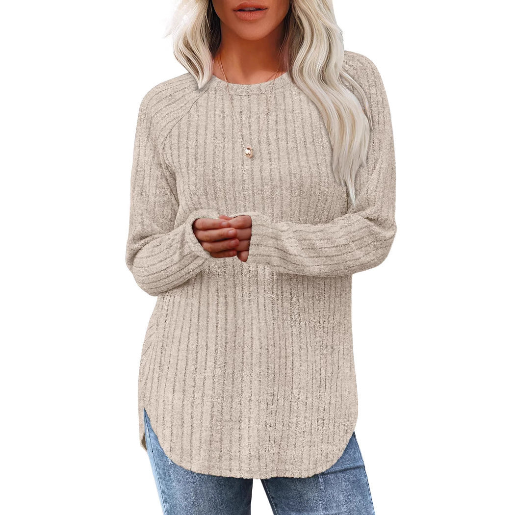 Damen Oversized Pullover mit Rippstruktur und lässigem Schnitt Drune