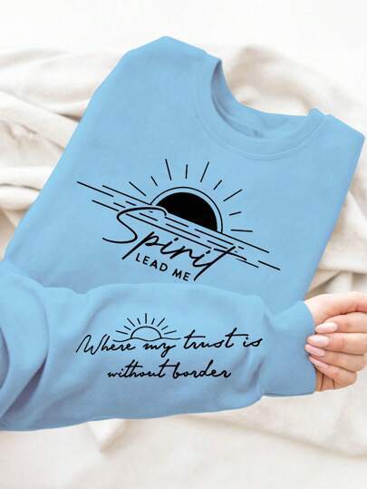 Damen Sweatshirt mit inspirierendem Druck und weich fließendem Stoff Drune